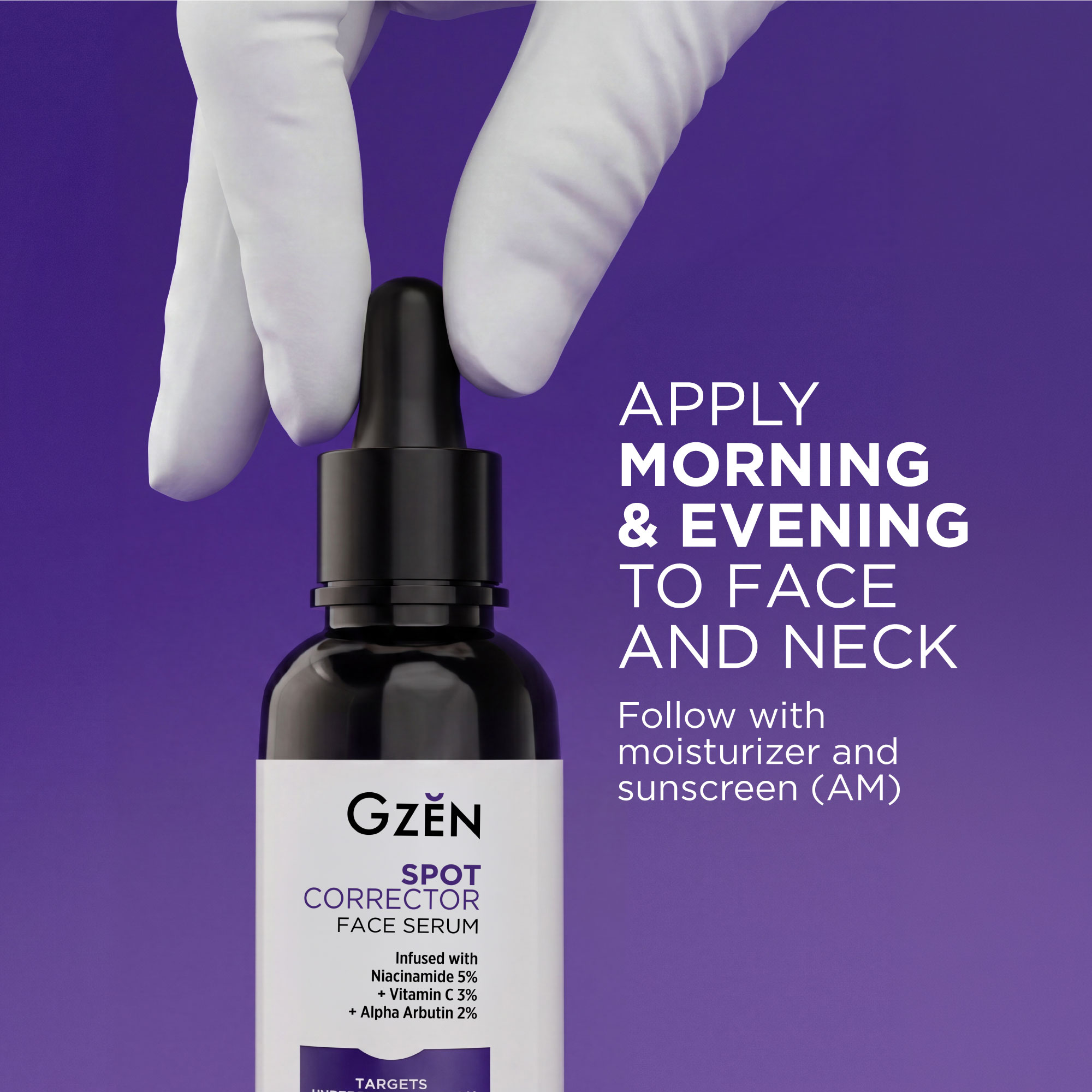 GZEN Spot Corrector Face Serum 30ml with Niacinamide, Vitamin C and Alpha Arbutin for dark spots and acne marks